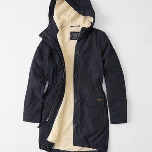 Abercrombie&Fitch Sherpa-lined twill parka jacket